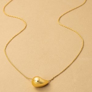 Real Gold Dipped Teardrop Pendant Necklace