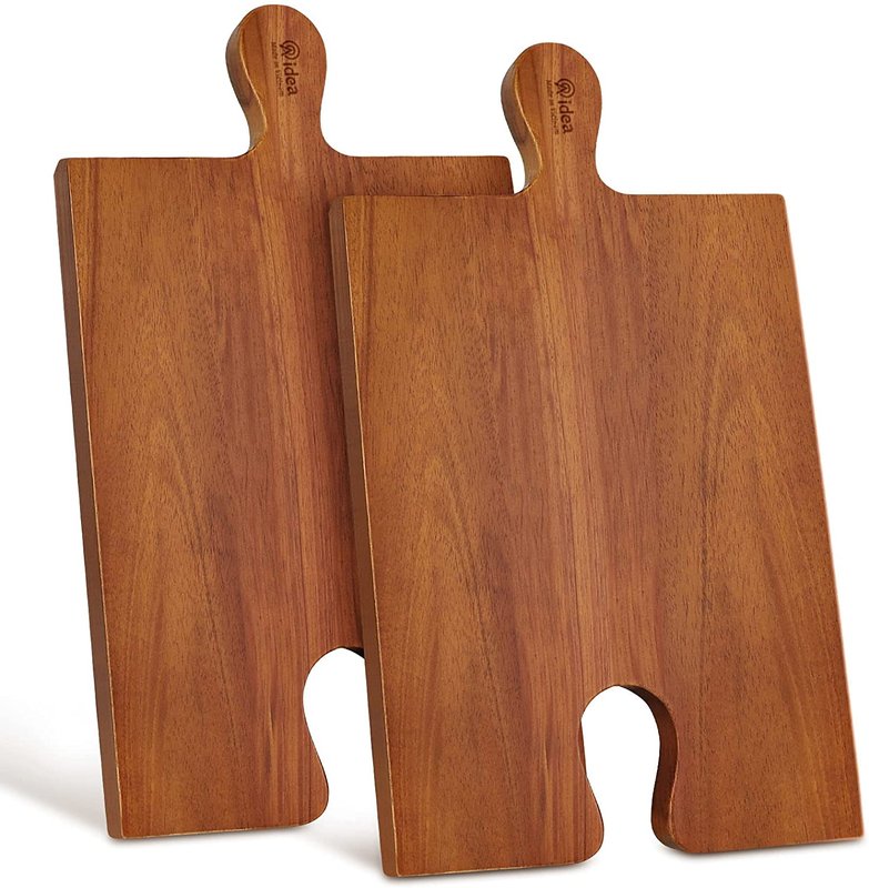 AIDEA Wood Cutting Board Cheese Board with Handle Set of 2 - Wood Charcuterie Platter Serving Tray for Cheese Crackers Meat And Wine- Great for Birthday Housewarming & Wedding Gifts
