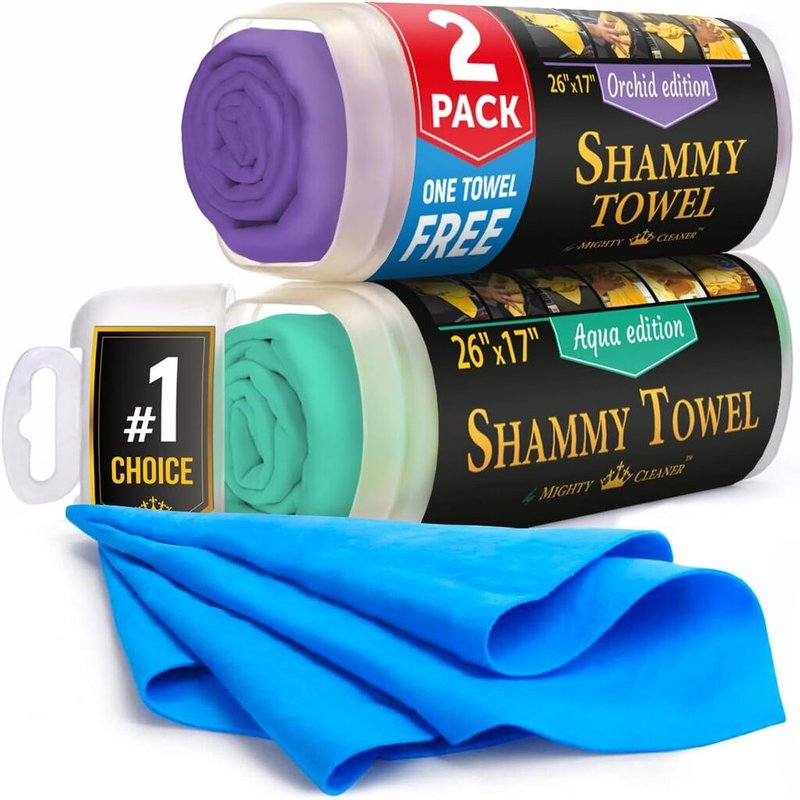 Premium Chamois Cloth for Car – 2pack + 1 Bonus Car Shammy Towel – 26”x17” – Super Absorbent Reusable Shammy Cloth for Car – Scratch-Free