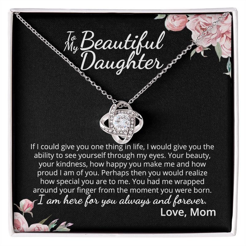 MC016 To My Beautiful Daughter How Special You Are To Me Love Knot Necklace Gift From Mom